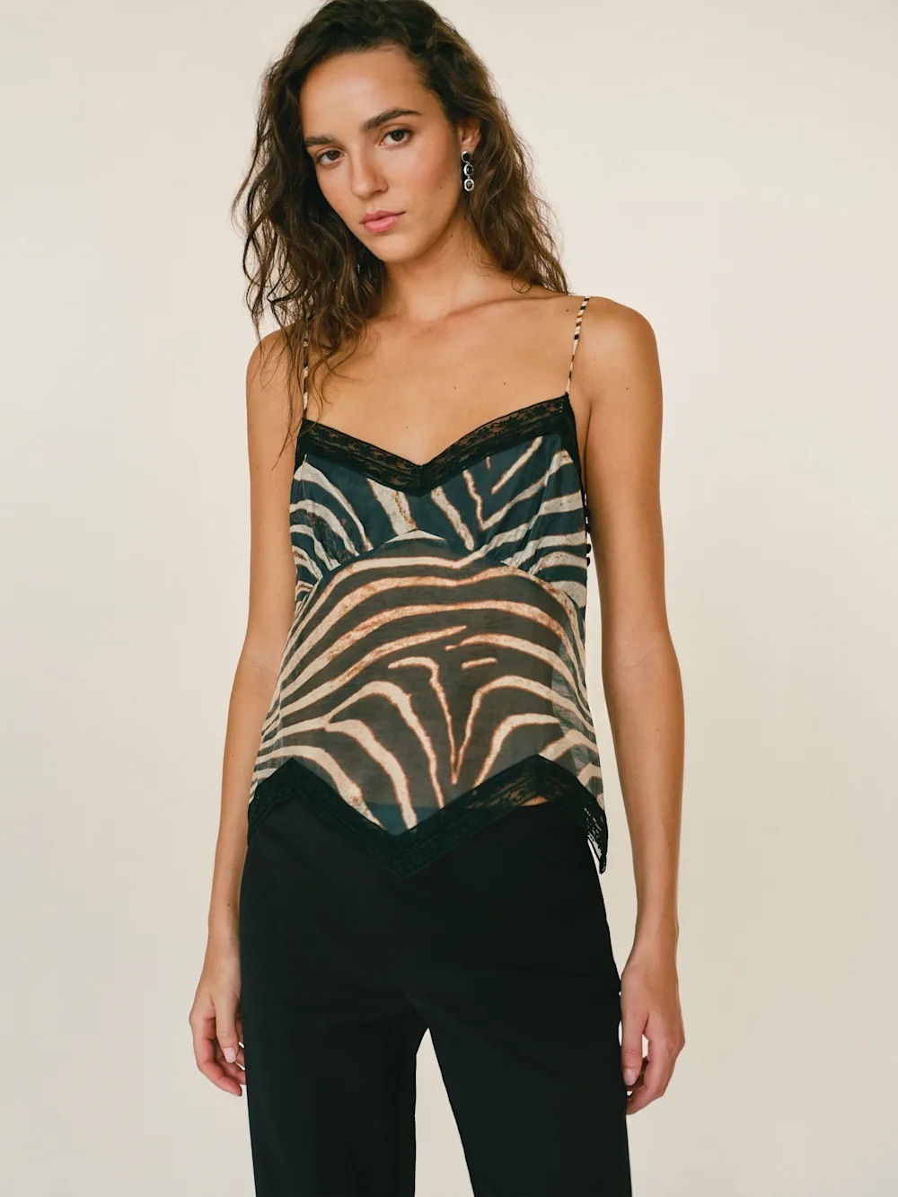 Reformation Zebra Print/Pattern Lace Flowy Cami/Top/Blouse/Tank XS/0 — Like new